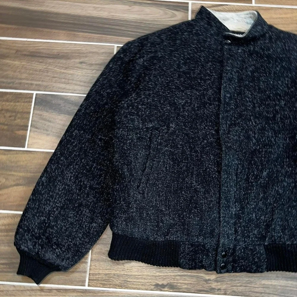 VTG 90s Exchange unlimited black jacket Sherpa lined union wool bomber Sz XL